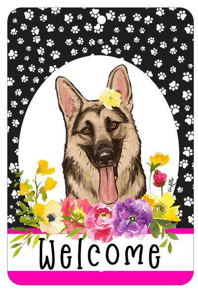 German Shepherd Welcome Indoor/Outdoor Aluminium Sign