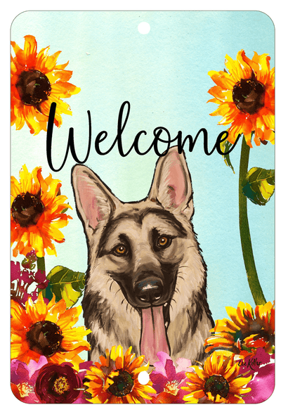 German Shepherd Welcome Indoor/Outdoor Aluminum Sign
