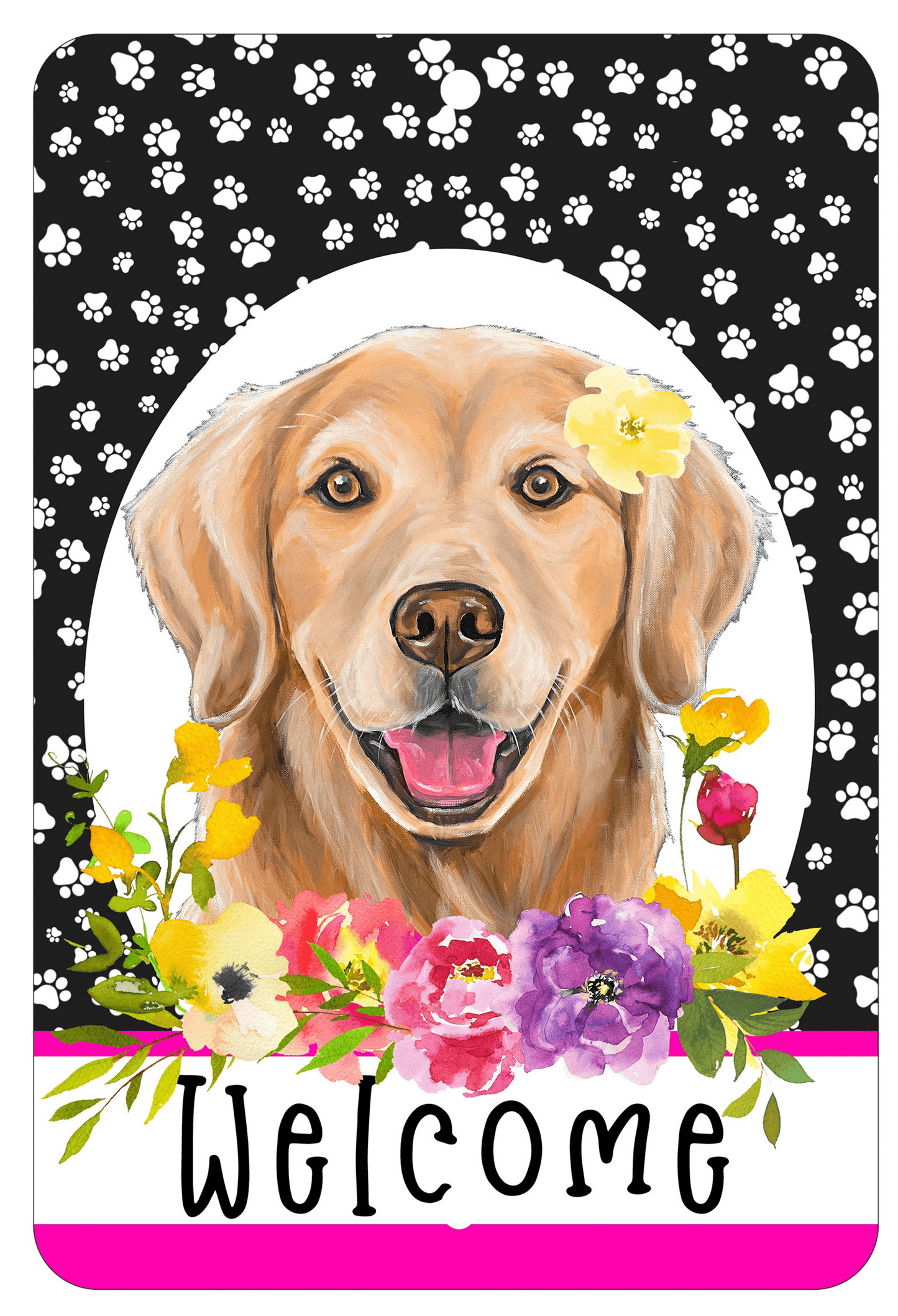 Hhs Paw Prints Welcome Aluminium Sign For Dog Lovers