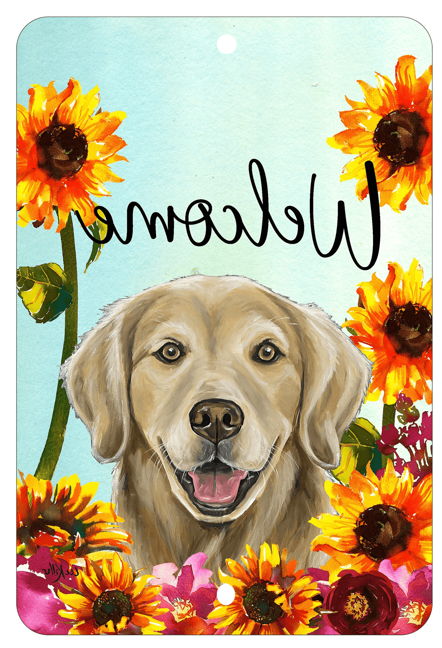 Golden Retriever Welcome Indoor/Outdoor Aluminium Sign