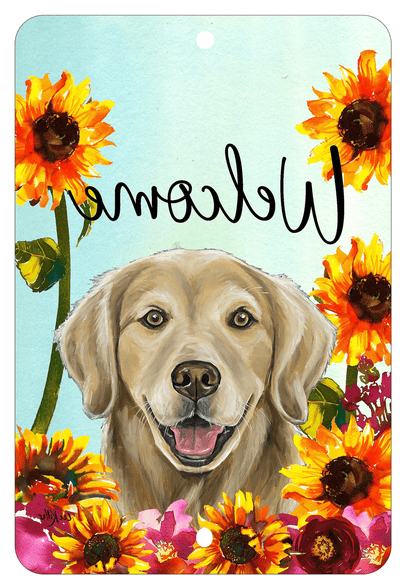Golden Retriever Welcome Indoor/Outdoor Aluminium Sign