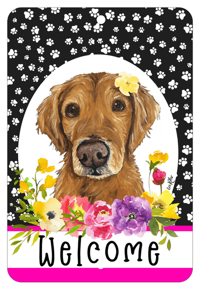 Golden Retriever Red - Welcome Indoor/Outdoor Aluminium Sign