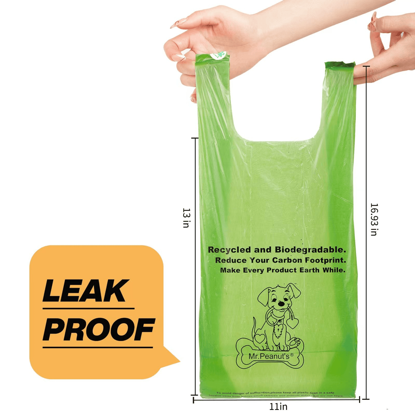 Mr. Peanut's XL Biodegradable Pooper Scooper Bags with Dispenser