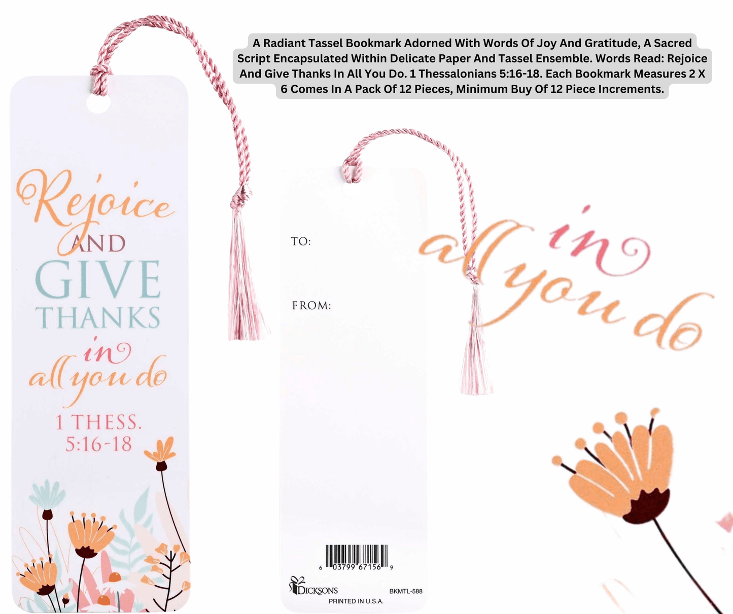 Radiant Tassel Bookmark - Rejoice And Give Thanks