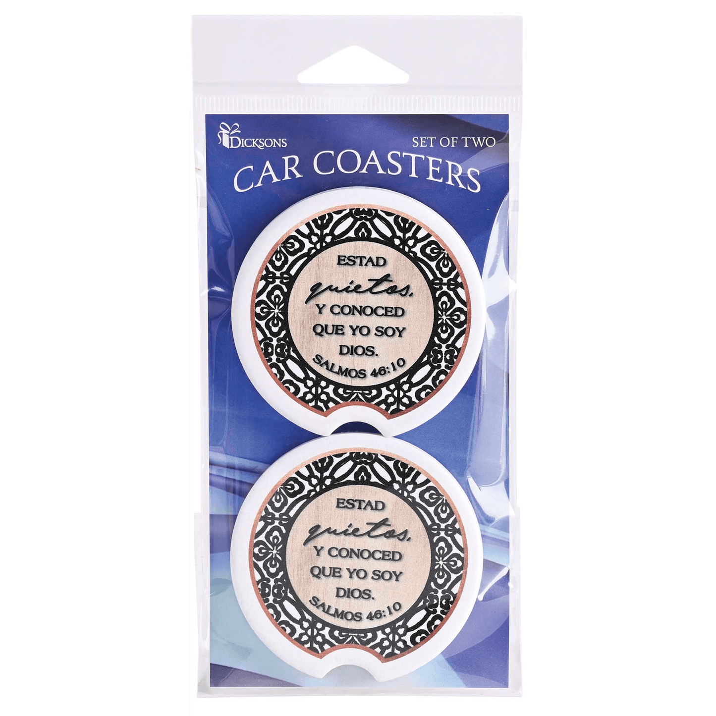 Elegant Car Coasters With Inspirational Message - Estad Quietos, Salmos 46:10