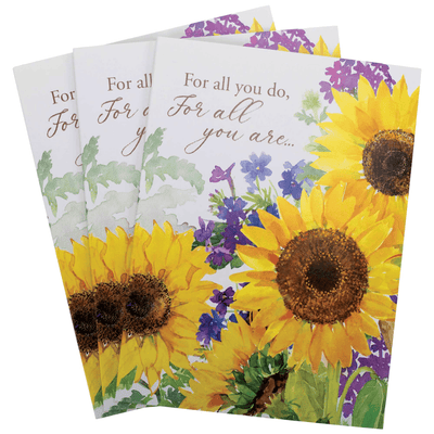Thank You Sunflowers Card Set - Assorted Designs With Envelopes