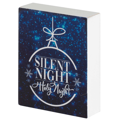 Silent Night Tabletop Plaque - White Wash Finish