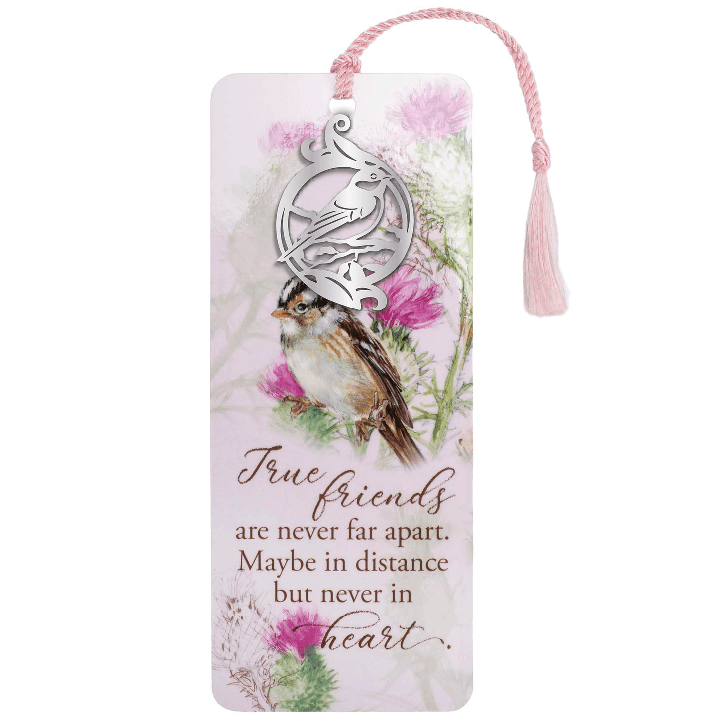 Embellished Silver Bird Bookmark - True Friends Are Never Far Apart