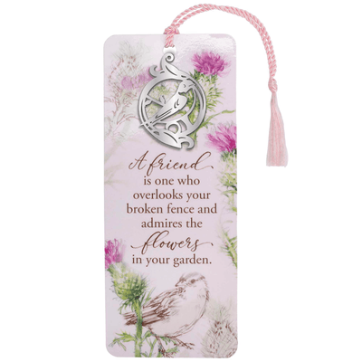 Embellished Silver Bird Bookmark - A Friend Is One Who