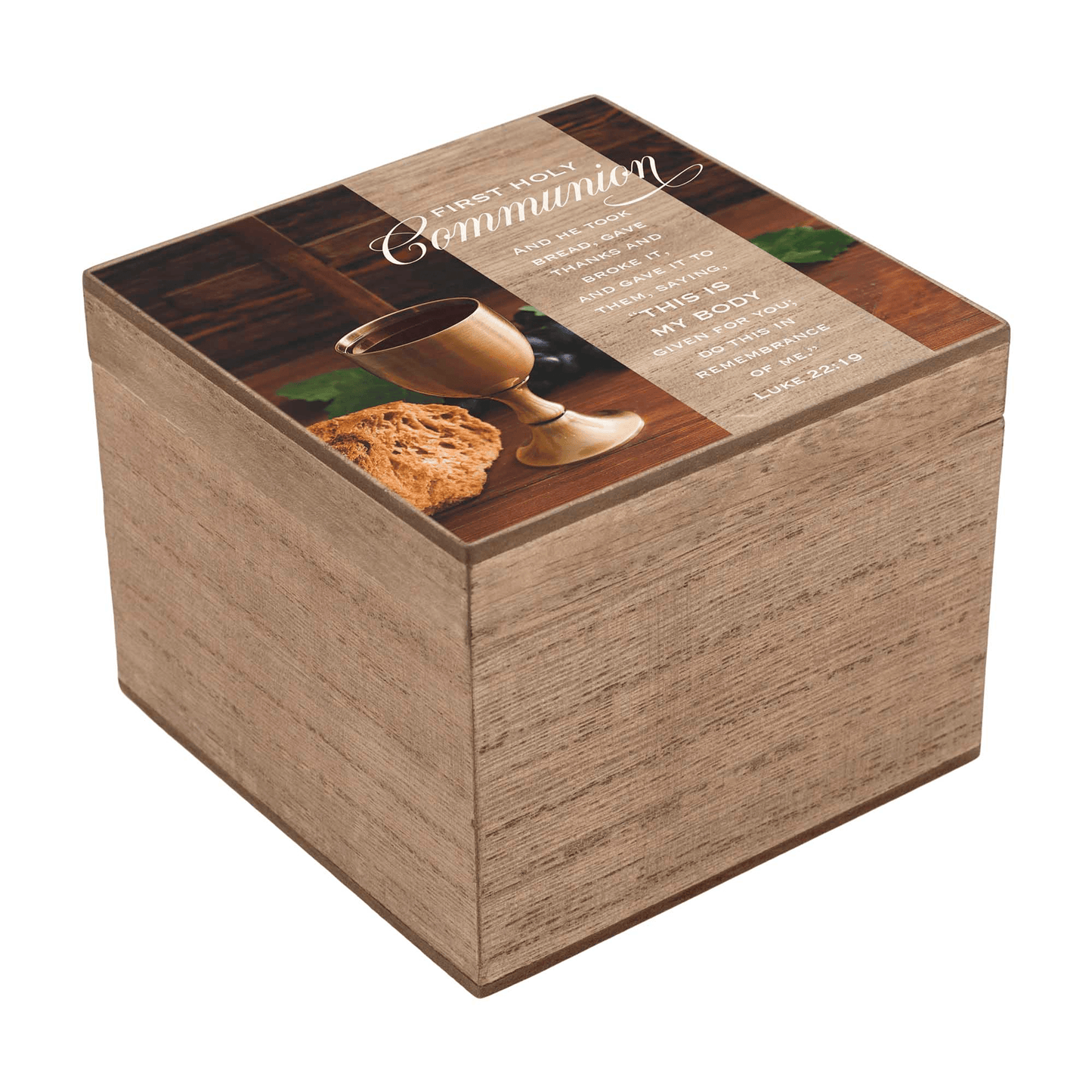 Communion Keepsake Box With Scripture - 4X4 Inches