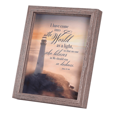 Misty Lighthouse Framed Wall Art With Scripture - 8X10