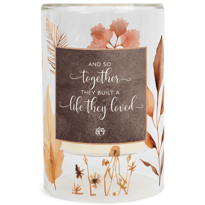 Elegant 6-Inch Glass Candleholder With Led Candle And Floral Accents