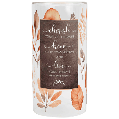 Cherish Your Yesterdays Floral Glass Candleholder With Led Candle