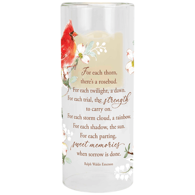 Sweet Memories Glass Candleholder With Led Candle - 10 Inch