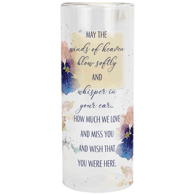 May Winds Of Heaven Glass Candleholder With Led Candle - 10 Inch