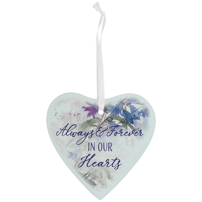Always & Forever Glass Heart Ornament With Floral Accents