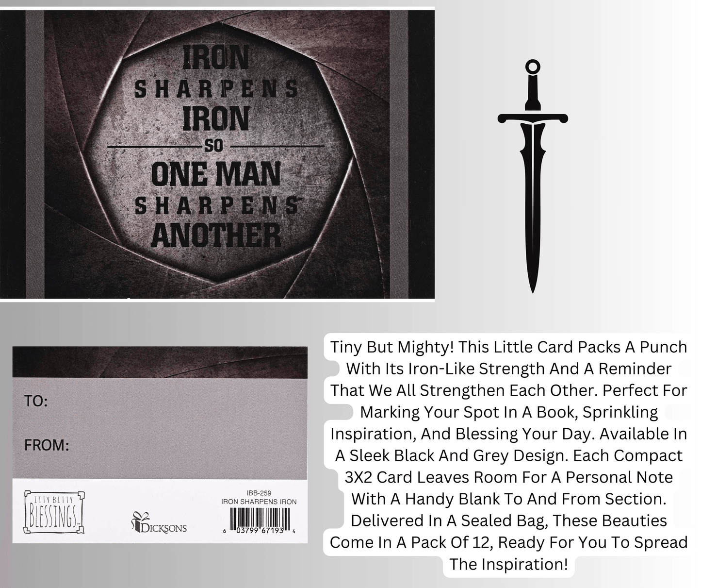Itty Bitty Iron Sharpens Iron Inspirational Cards - Pack Of 12