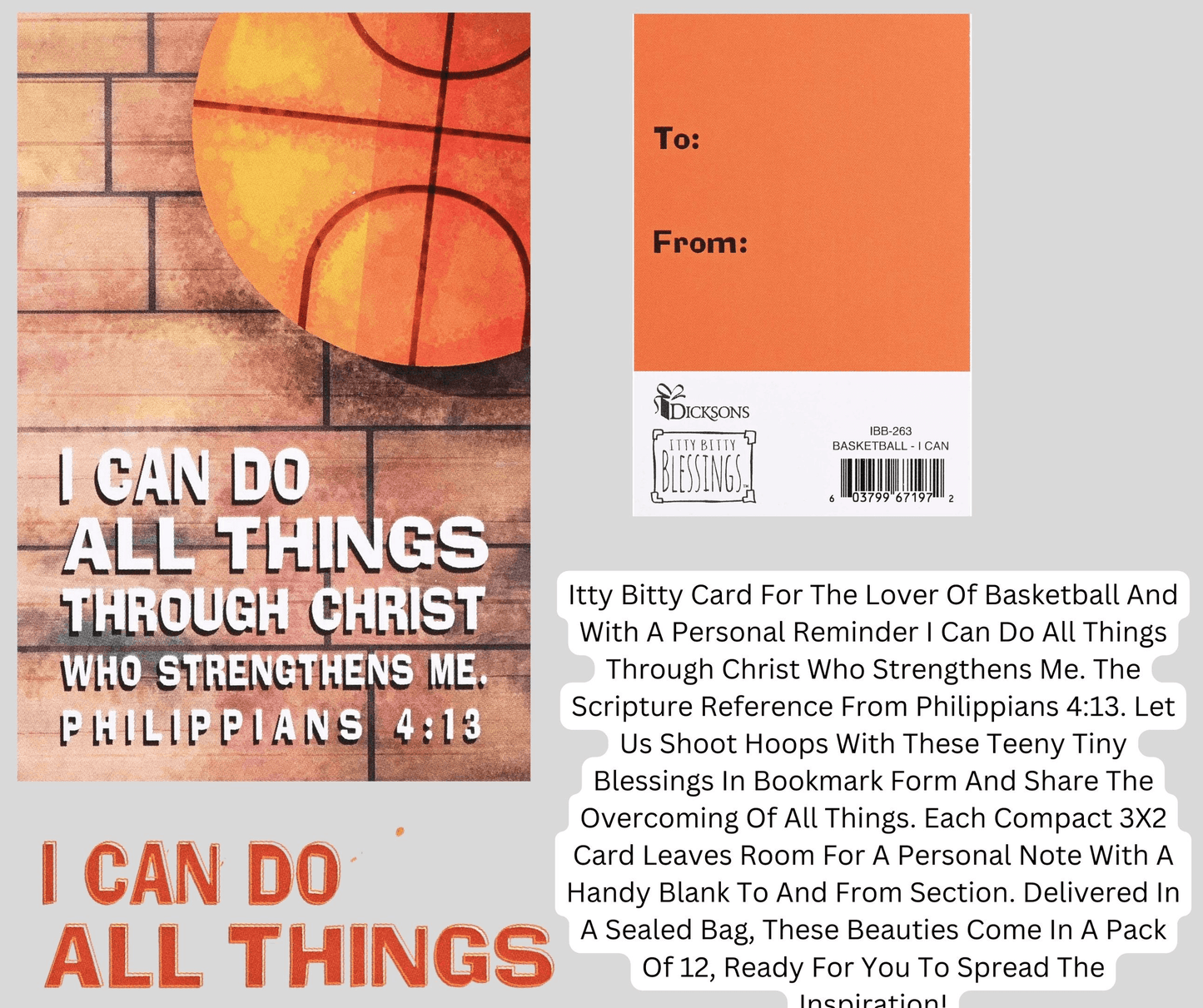 Itty Bitty Basketball Cards With Inspirational Scripture