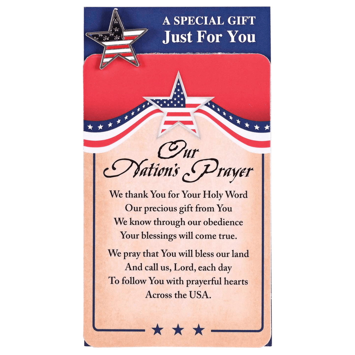 Patriotic Prayer Pocketcards With Zinc Alloy Star Pins - Pack Of 12