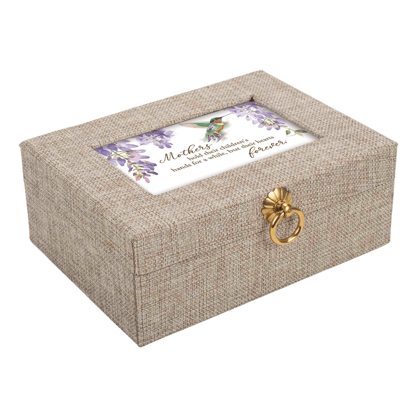 Mothers Hold Their Children's Hands Music Box With Hummingbird Art
