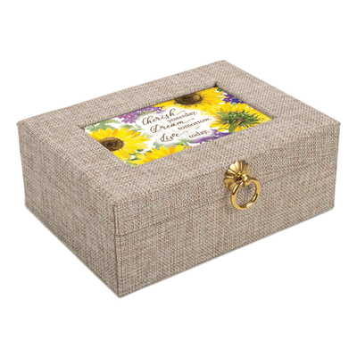 Cherish Dream Live Musical Jewelry Box In Beige Linen