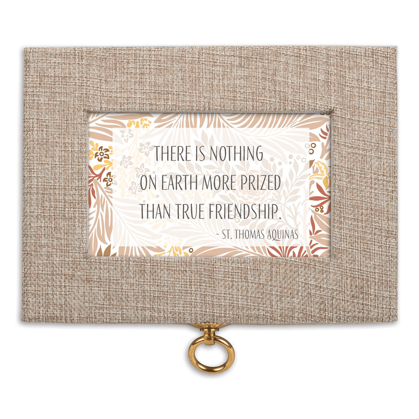 Elegant Beige Linen Music Box With Floral Art And Friendship Quote