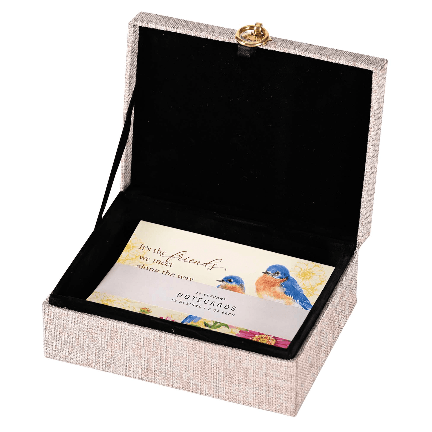 Linen Beige Keepsake Box With Greeting Cards And Inspirational Art