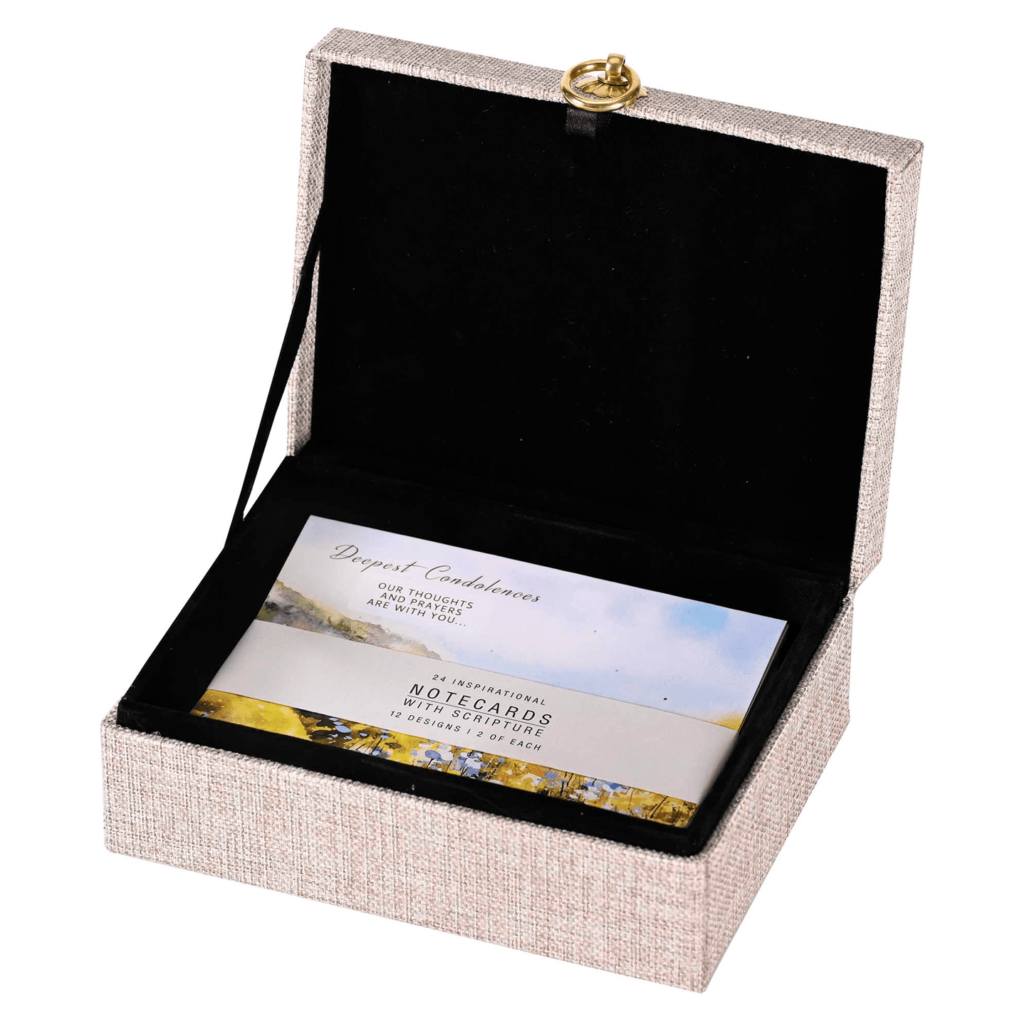 Linen Beige Windows Keepsake Box With Assorted Greeting Cards