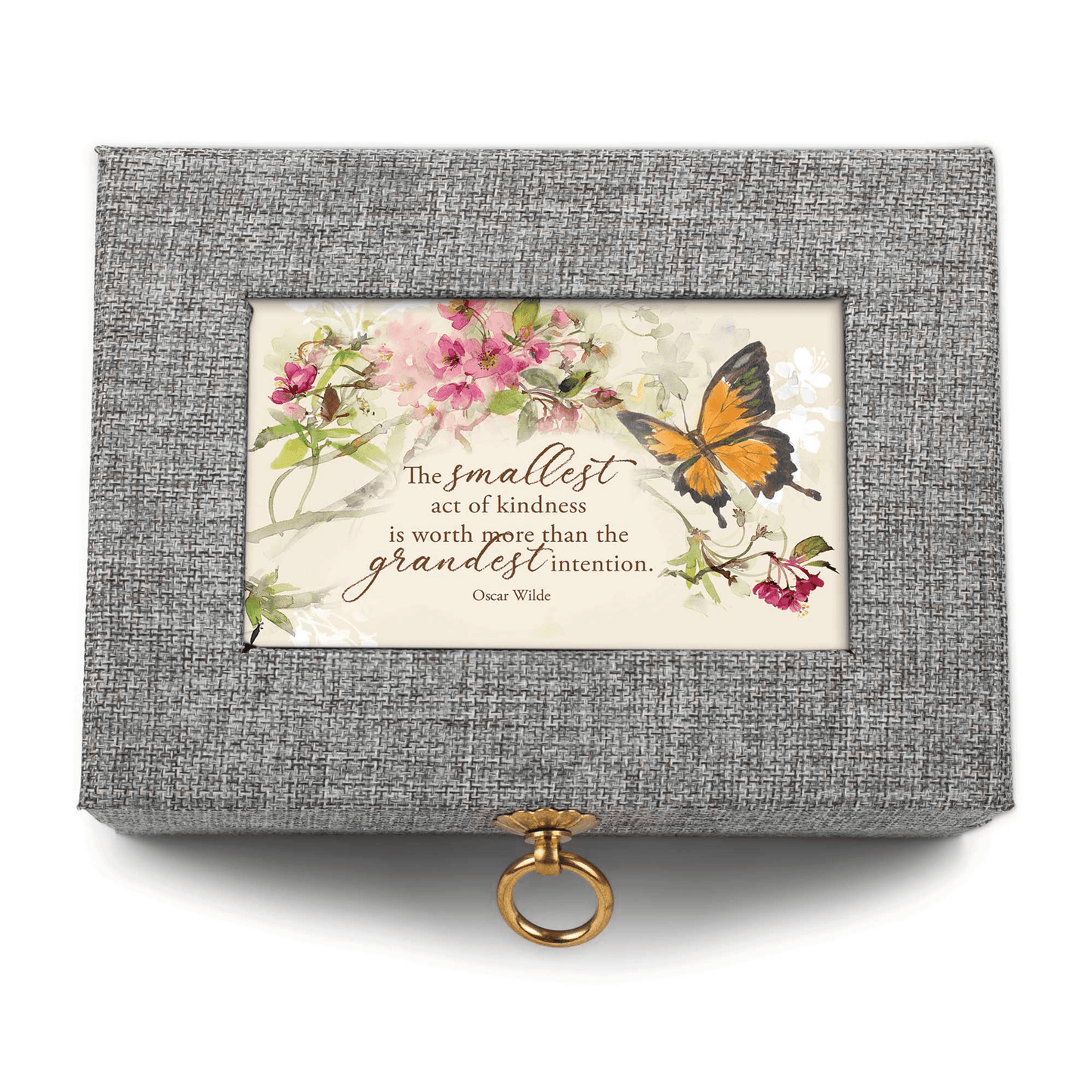 Linen Gray Keepsake Box With Oscar Wilde Quote & Assorted Cards