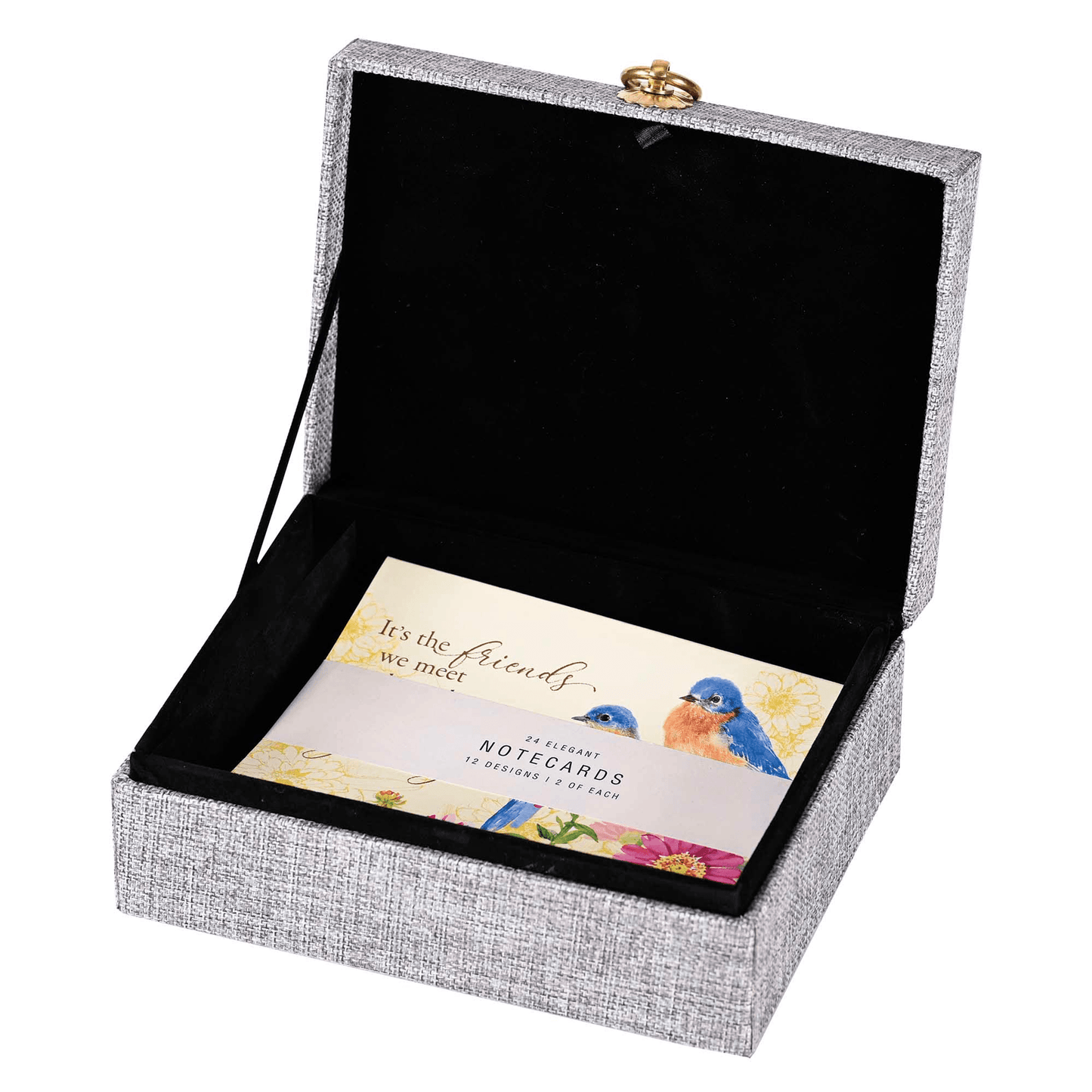 Linen Gray Keepsake Box With Oscar Wilde Quote & Assorted Cards