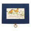 Navy Linen Music Box With Floral Art And Gold Handle