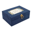 Navy Linen Music Box With Jewelry Insert - What If I Fall?
