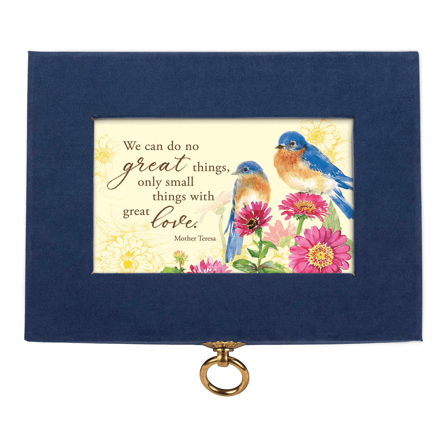 Navy Suede Keepsake Box With Mother Teresa Quote And 24 Greeting Cards