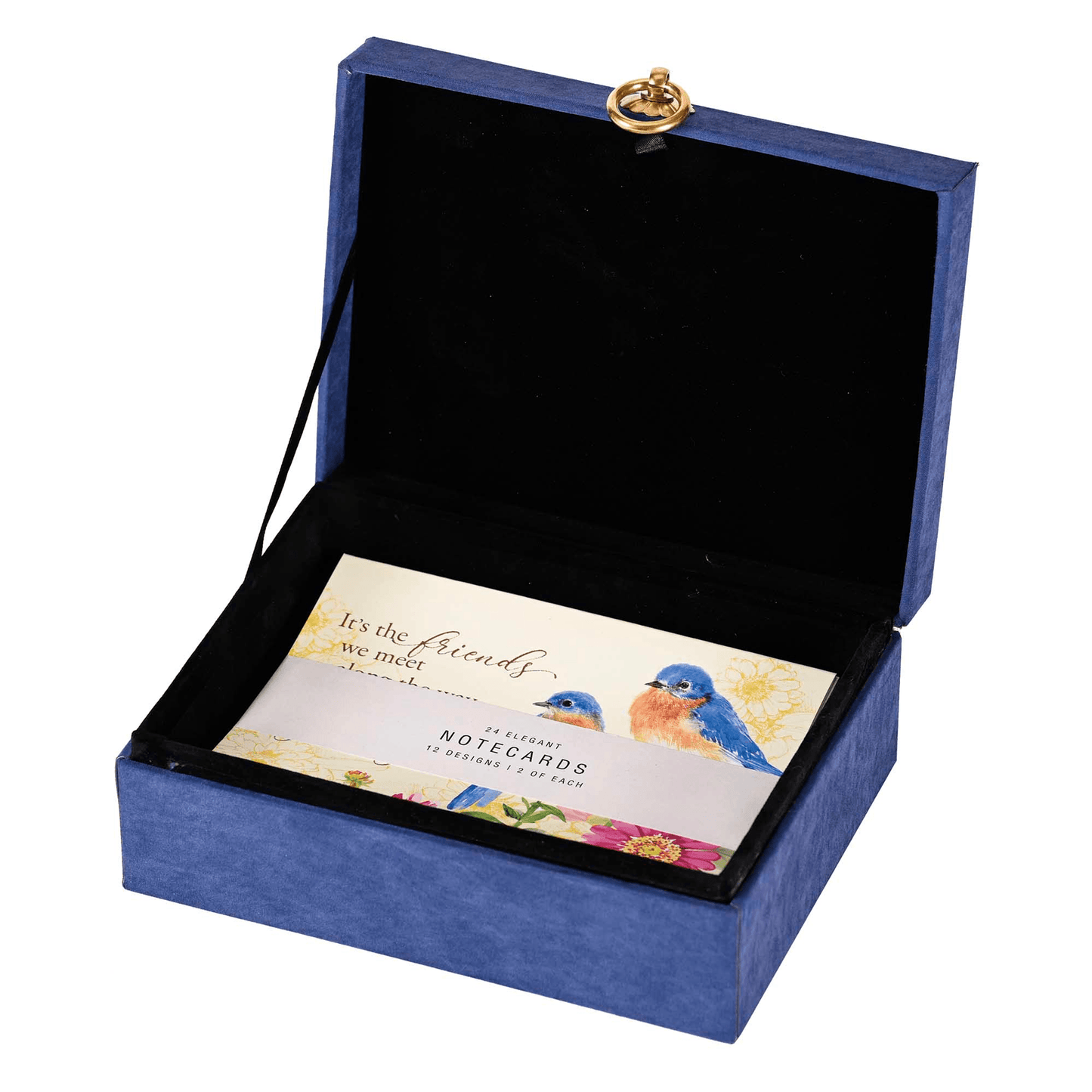 Navy Suede Keepsake Box With Mother Teresa Quote And 24 Greeting Cards