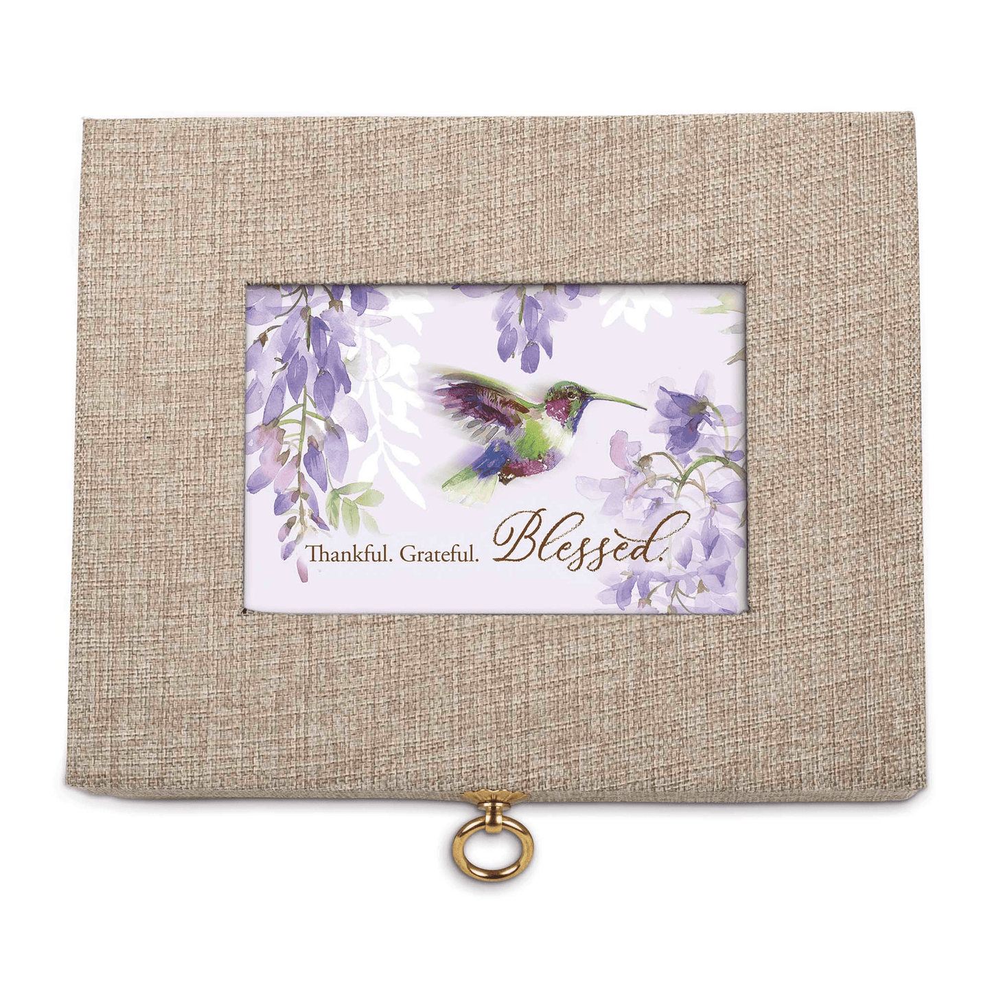 Elegant Linen Music Box With Jewelry Insert – Thankful Grateful Blessed Design