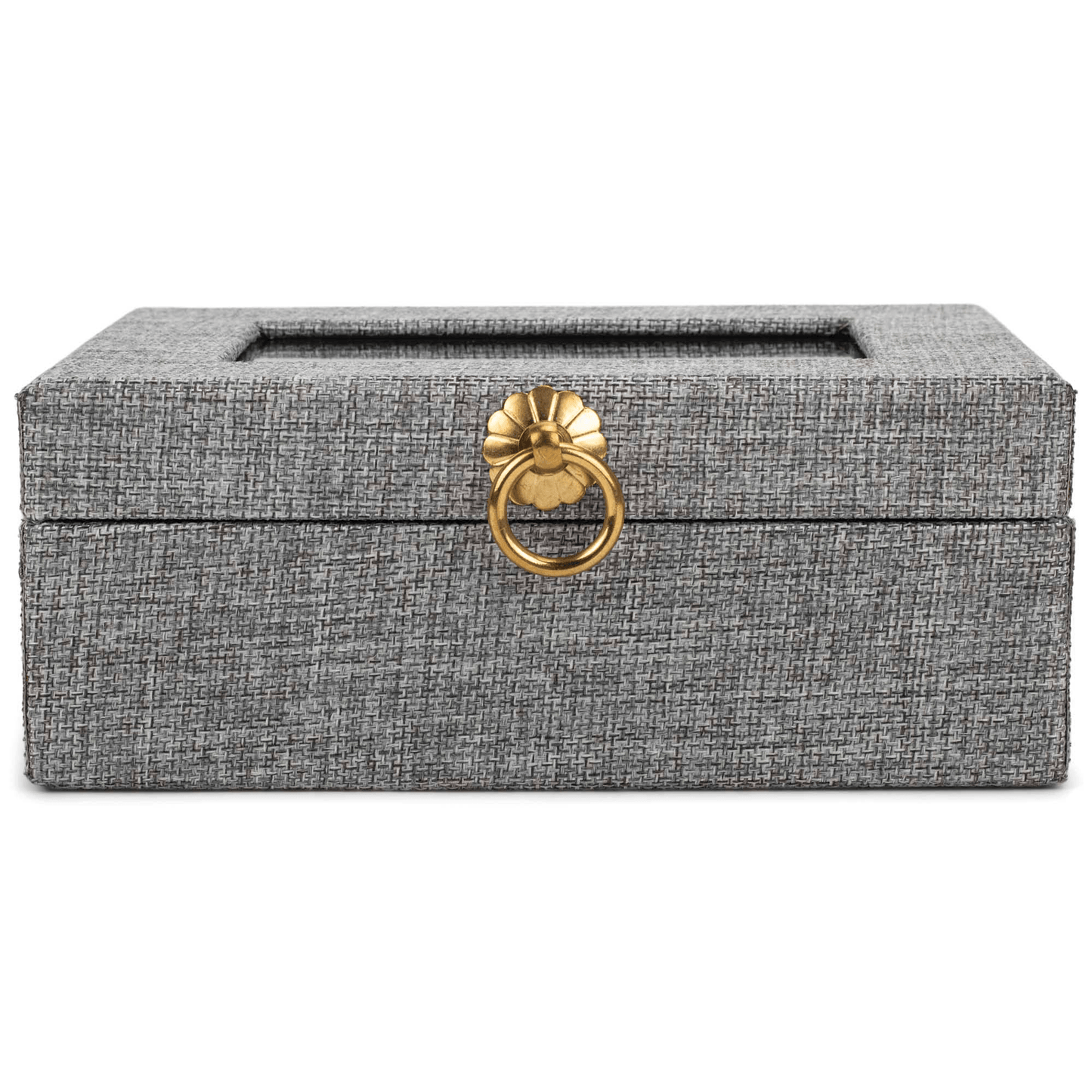 Elegant Gray Linen Music Box With Floral Art And Unchained Melody