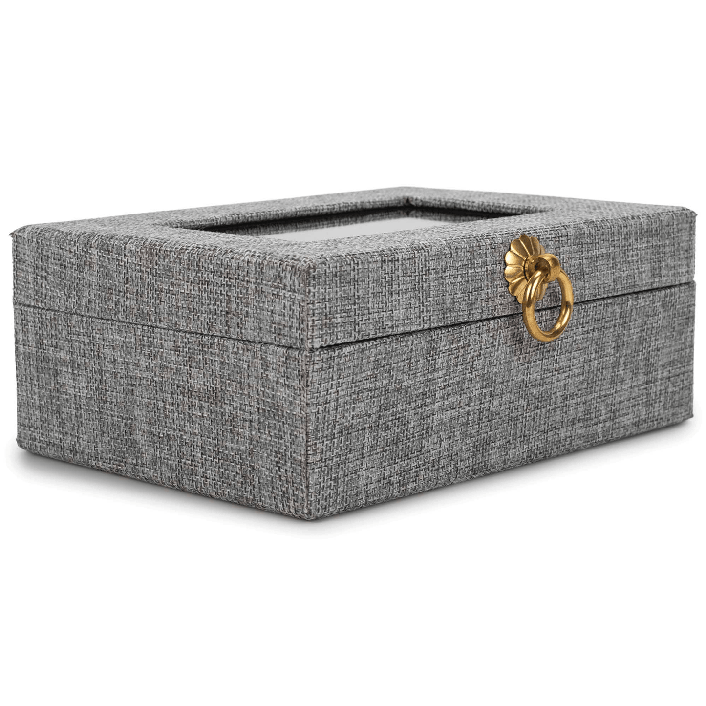 Elegant Gray Linen Music Box With Floral Art And Unchained Melody