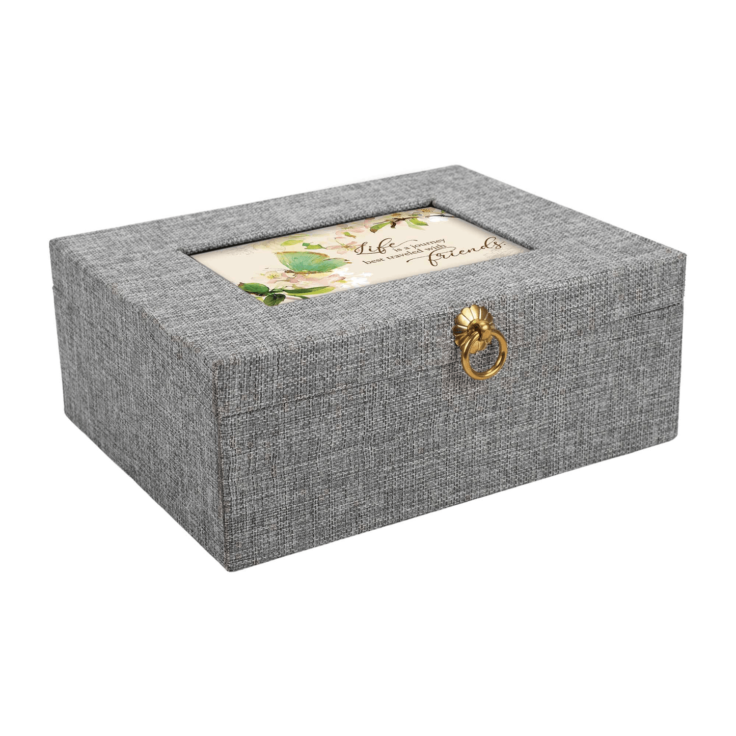 Life Is A Journey Music Box With Floral Art And Jewelry Insert