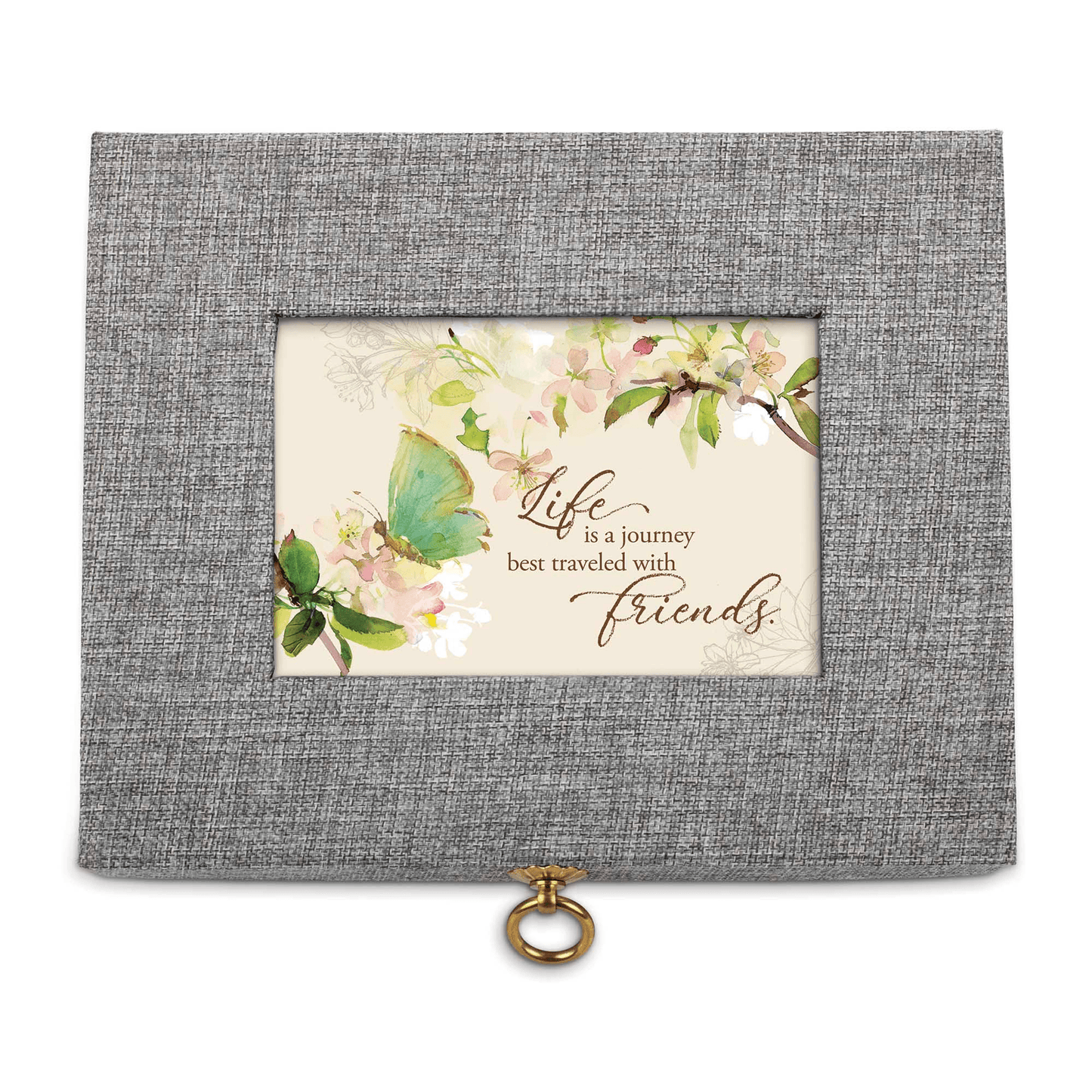 Life Is A Journey Music Box With Floral Art And Jewelry Insert