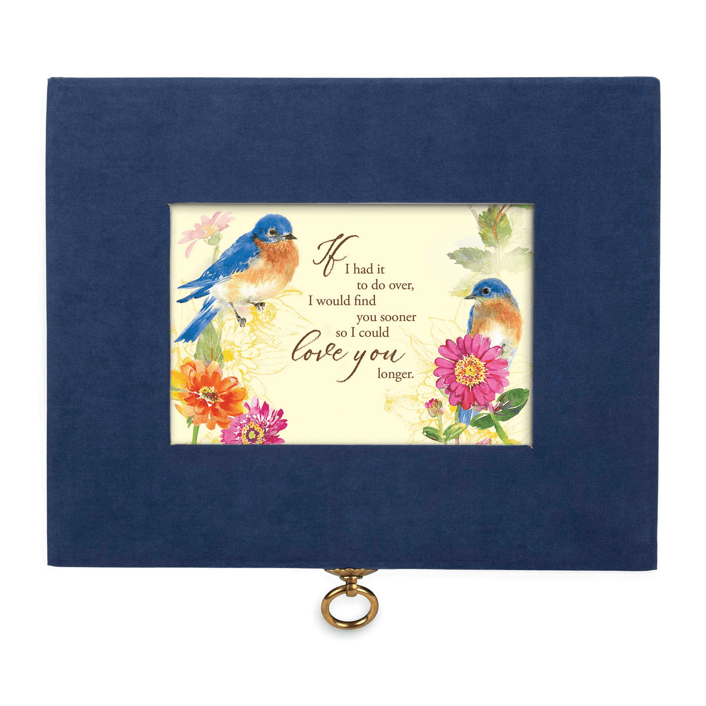 Navy Linen Music Box With Inspirational Art And Jewelry Insert