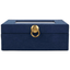 Navy Linen Music Box With Floral Art And Jewelry Insert