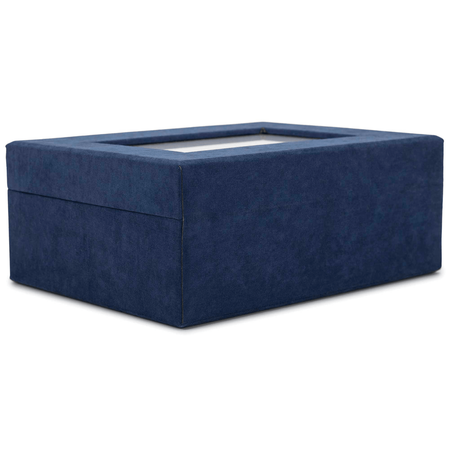 Navy Linen Music Box With Floral Art And Jewelry Insert