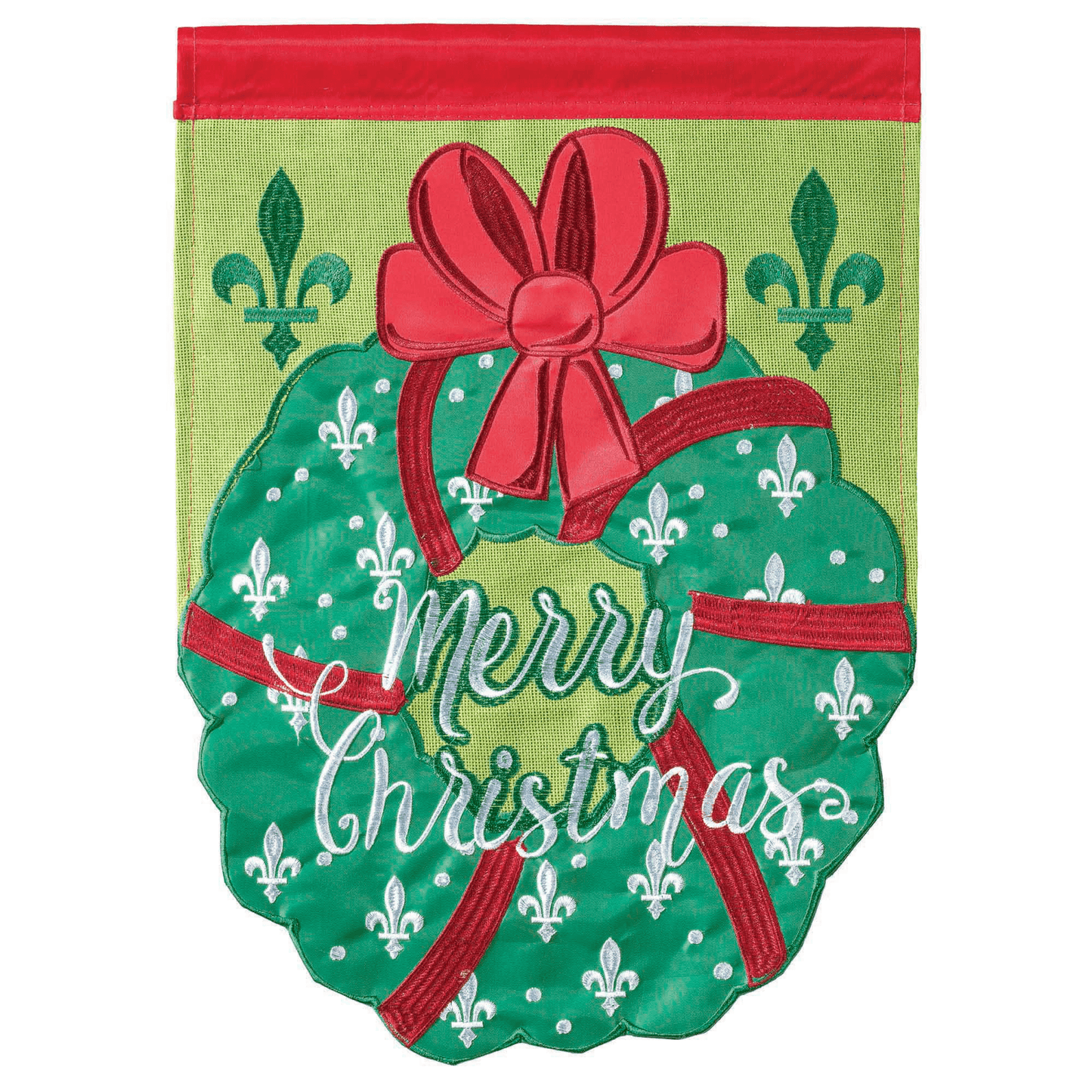 Premium Double Applique Christmas Wreath Flag 29X42 Inches