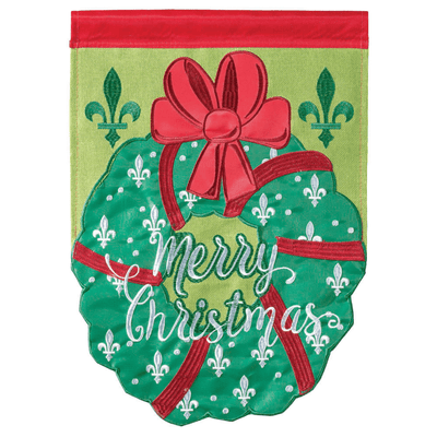 Premium Double Applique Christmas Wreath Flag 29X42 Inches