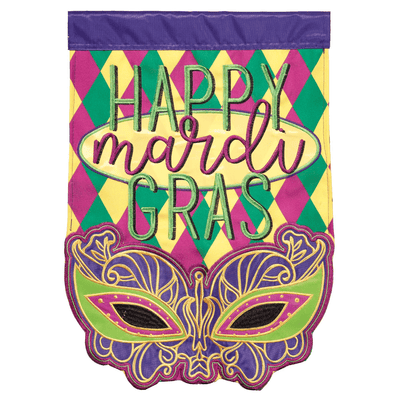 Mardi Gras Double Applique Flag - 29X42 Inches