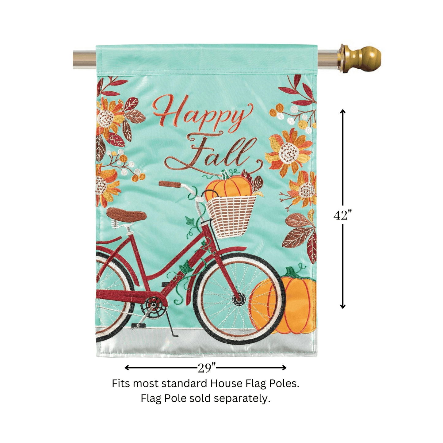 Happy Fall Double Applique Bicycle Flag - 29X42 Inches