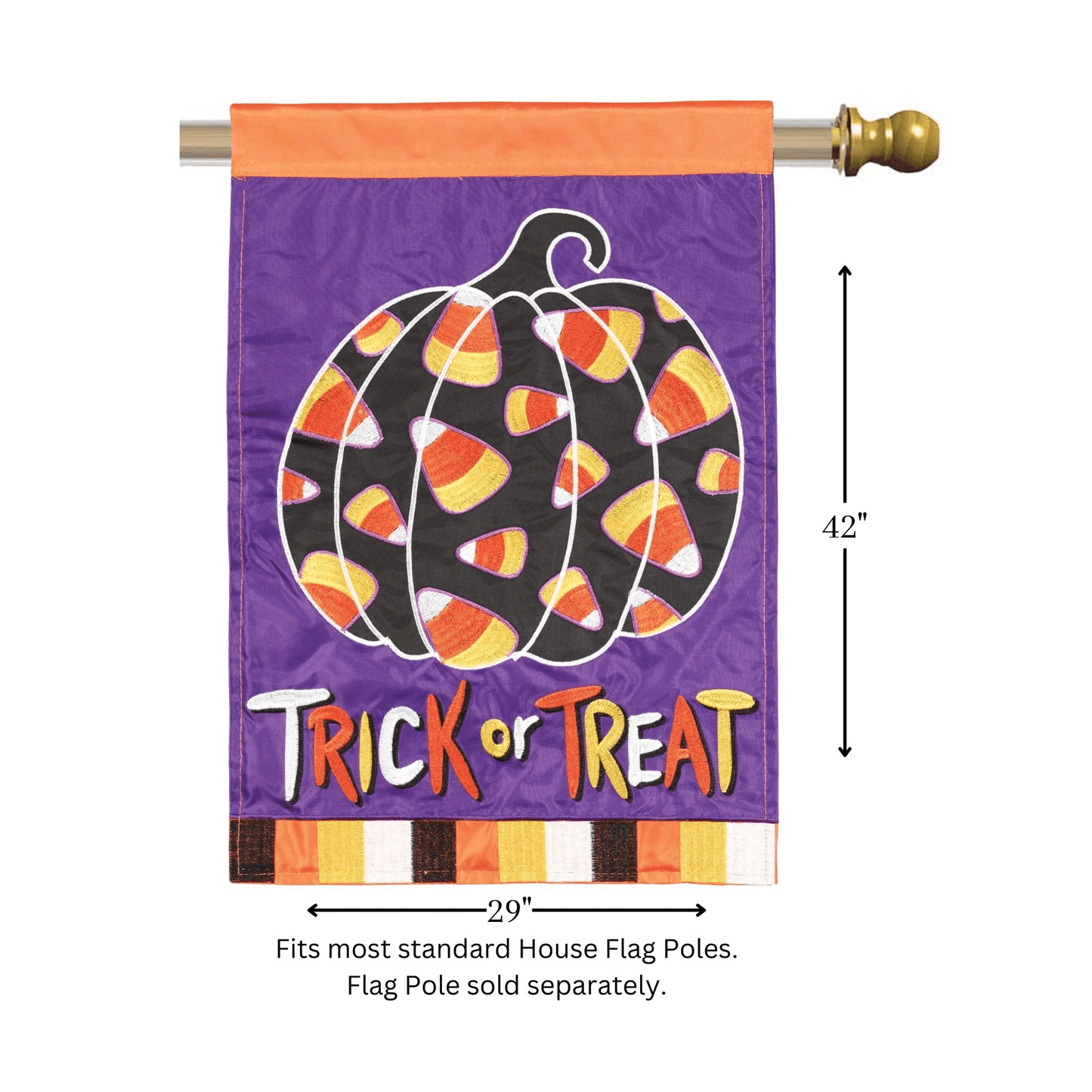 Premium Double Appliqué Trick Or Treat Candy Corn Flag 29X42 Inches