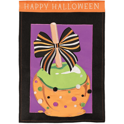 Flag Candy Apple Happy Halloween Double Applique Flag 29X42 Inches