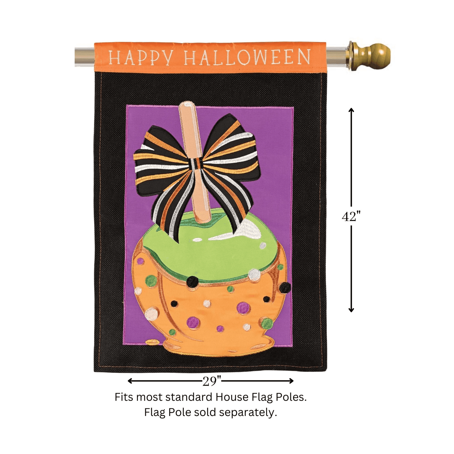 Flag Candy Apple Happy Halloween Double Applique Flag 29X42 Inches