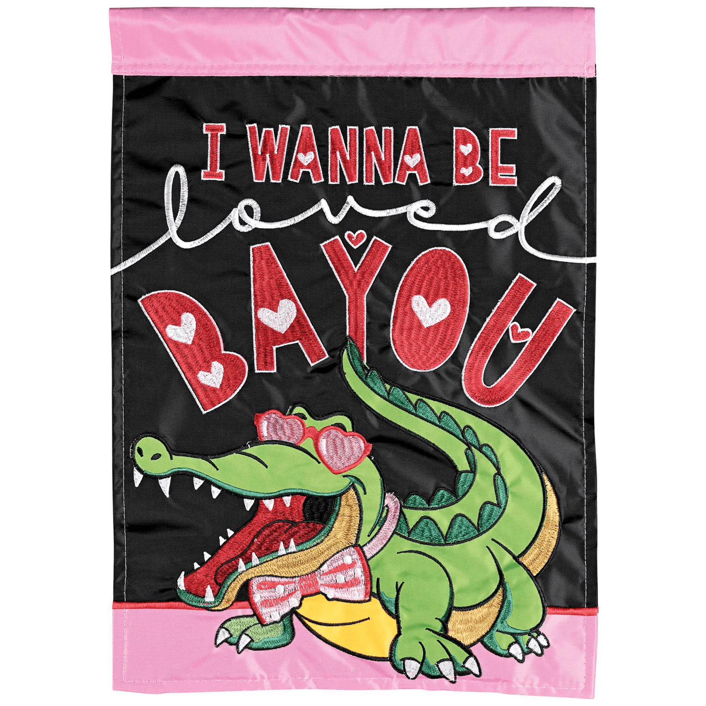 Alligator I Wanna Be Loved Double Applique Flags - 29X42 Inches